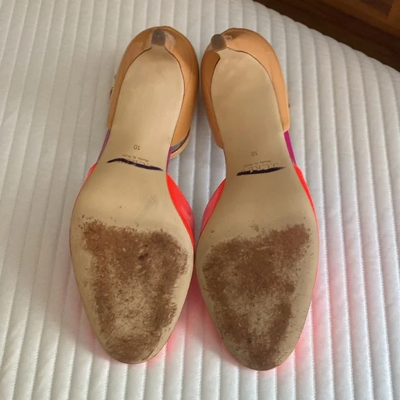 J. Crew Coraline Patent Leather Colorblock Ankle Strap Pumps Heels. Size 10. - Picture 9 of 13